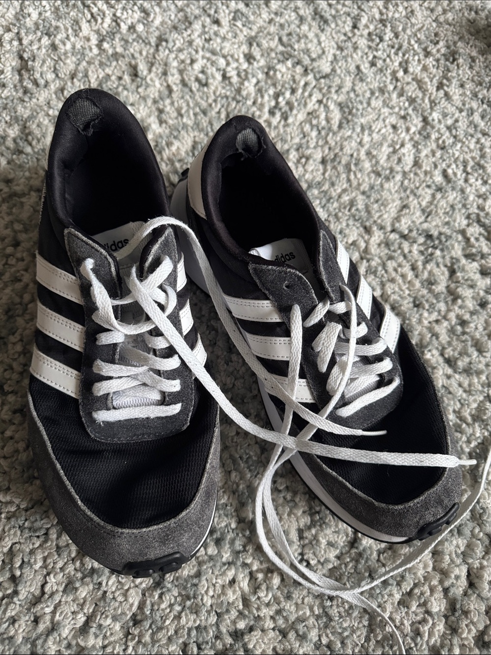 adidas Black and White Retro Runner Sneakers